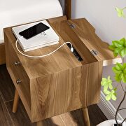 Wood nightstand with usb ports in natural by Modway additional picture 8