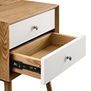 Wood nightstand with usb ports in natural white by Modway additional picture 4