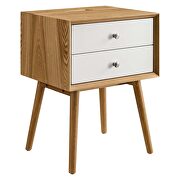 Wood nightstand with usb ports in natural white by Modway additional picture 5