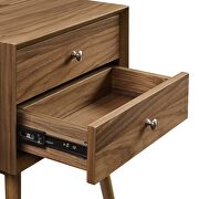 Wood nightstand with usb ports in walnut additional photo 4 of 7
