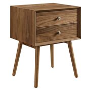 Wood nightstand with usb ports in walnut additional photo 5 of 7