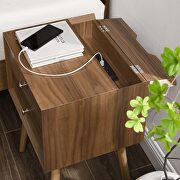 Wood nightstand with usb ports in walnut by Modway additional picture 8