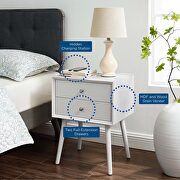 Wood nightstand with usb ports in white by Modway additional picture 2