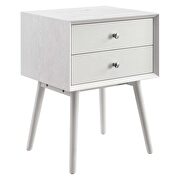 Wood nightstand with usb ports in white by Modway additional picture 5