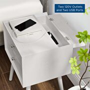 Wood nightstand with usb ports in white by Modway additional picture 8