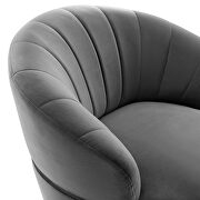 Tufted performance velvet swivel chair in gray additional photo 3 of 7