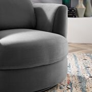 Performance velvet swivel armchair in gray additional photo 2 of 7