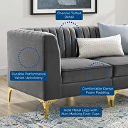 Channel tufted performance velvet loveseat in gray additional photo 2 of 6