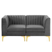 Channel tufted performance velvet loveseat in gray by Modway additional picture 6