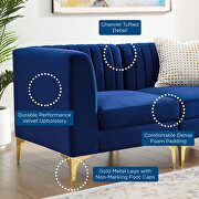 Channel tufted performance velvet loveseat in navy additional photo 2 of 6