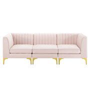 Channel tufted pink performance velvet 3pcs sectional sofa by Modway additional picture 3