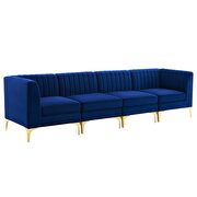 Channel tufted navy performance velvet 4pcs sectional sofa by Modway additional picture 2