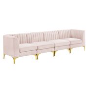 Channel tufted pink performance velvet 4pcs sectional sofa additional photo 2 of 8