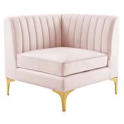 Channel tufted pink performance velvet 4pcs sectional sofa additional photo 3 of 8