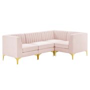 Channel tufted pink performance velvet 4pcs sectional sofa by Modway additional picture 2