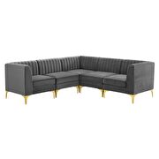 Channel tufted gray performance velvet 5pcs sectional sofa by Modway additional picture 2