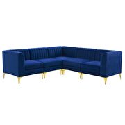 Channel tufted navy performance velvet 5pcs sectional sofa by Modway additional picture 2