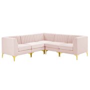 Channel tufted pink performance velvet 5pcs sectional sofa additional photo 2 of 8