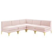 Channel tufted pink performance velvet 5pcs sectional sofa by Modway additional picture 2