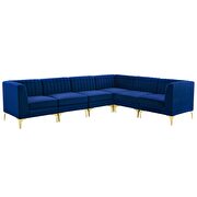 Channel tufted navy performance velvet 6pcs sectional sofa by Modway additional picture 2