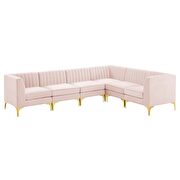 Channel tufted pink performance velvet 6pcs sectional sofa additional photo 2 of 9