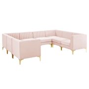 Channel tufted pink performance velvet 8pcs sectional sofa additional photo 2 of 9