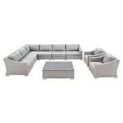 Sunbrella® outdoor patio wicker rattan 9-piece sectional sofa set in light gray/ gray by Modway additional picture 12