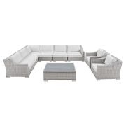Sunbrella® outdoor patio wicker rattan 9-piece sectional sofa set in light gray/ white by Modway additional picture 12