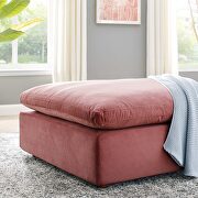 Down filled overstuffed performance velvet ottoman in dusty rose additional photo 3 of 6