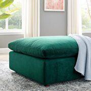 Down filled overstuffed performance velvet ottoman in green additional photo 2 of 6