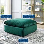 Down filled overstuffed performance velvet ottoman in green additional photo 3 of 6