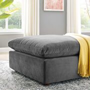 Down filled overstuffed performance velvet ottoman in gray additional photo 2 of 6
