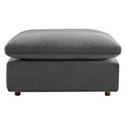 Down filled overstuffed performance velvet ottoman in gray additional photo 5 of 6