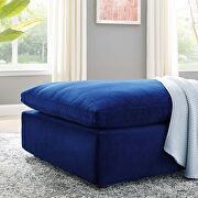 Down filled overstuffed performance velvet ottoman in navy additional photo 2 of 6