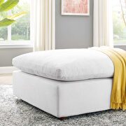 Down filled overstuffed performance velvet ottoman in white additional photo 2 of 6