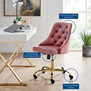 Tufted swivel performance velvet office chair in gold dusty rose by Modway additional picture 2