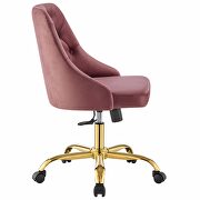 Tufted swivel performance velvet office chair in gold dusty rose by Modway additional picture 8