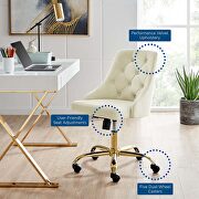 Tufted swivel performance velvet office chair in gold ivory additional photo 2 of 8