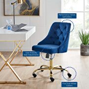 Tufted swivel performance velvet office chair in gold navy by Modway additional picture 2
