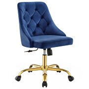 Tufted swivel performance velvet office chair in gold navy by Modway additional picture 10