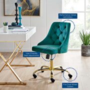 Tufted swivel performance velvet office chair in gold teal by Modway additional picture 2