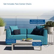 Outdoor patio upholstered 2-piece sectional sofa loveseat in turquoise by Modway additional picture 8