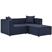 Outdoor patio upholstered loveseat and ottoman set in navy additional photo 2 of 8