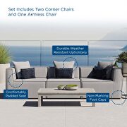 Outdoor patio upholstered 3-piece sectional sofa in gray by Modway additional picture 11