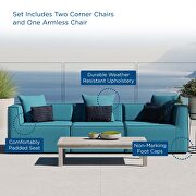 Outdoor patio upholstered 3-piece sectional sofa in turquoise by Modway additional picture 11