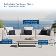 Outdoor patio upholstered 3-piece sectional sofa in white by Modway additional picture 11