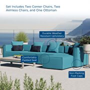 Outdoor patio upholstered 5-piece sectional sofa in turquoise by Modway additional picture 12