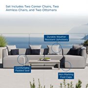 Outdoor patio upholstered 6-piece sectional sofa in gray by Modway additional picture 12