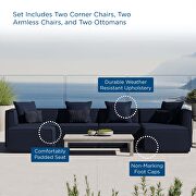 Outdoor patio upholstered 6-piece sectional sofa in navy by Modway additional picture 12