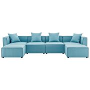 Outdoor patio upholstered 6-piece sectional sofa in turquoise by Modway additional picture 2